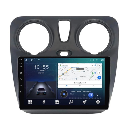 Navigatie dedicata cu Android Dacia Lodgy dupa 2012, 2GB RAM, Radio GPS Dual Zone, Display HD QLED 9" Touchscreen, Internet Wi-Fi si slot SIM 4G, Bluetooth, MirrorLink, USB
