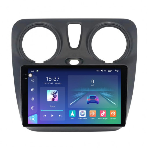 Navigatie dedicata cu Android Dacia Lodgy dupa 2012, 8GB RAM, Radio GPS Dual Zone, Display 2K QLED 9.5" Touchscreen, Internet Wi-Fi si slot SIM 4G, Bluetooth, MirrorLink, USB