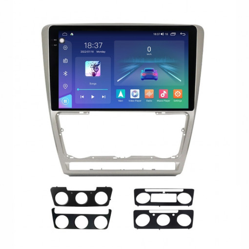 Navigatie dedicata cu Android Skoda Octavia II 2004 - 2013, gri, 8GB RAM, Radio GPS Dual Zone, Display 2K QLED 10.36" Touchscreen, Internet Wi-Fi si slot SIM 4G, Bluetooth, MirrorLink, USB