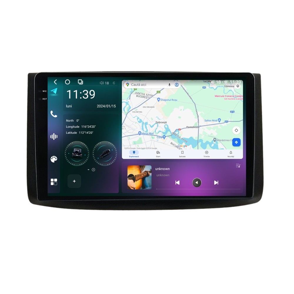 Navigatie dedicata cu Android Chevrolet Aveo 2006 - 2011, 12GB RAM, Radio GPS Dual Zone, Display 2K QLED 9.5" Touchscreen, Internet Wi-Fi si slot SIM 4G, Bluetooth, MirrorLink, USB