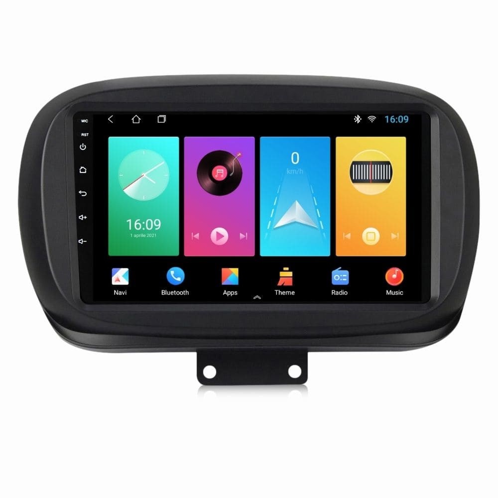 Navigatie dedicata cu Android Fiat 500X dupa 2014, 1GB RAM, Radio GPS Dual Zone, Display HD IPS 9" Touchscreen, Internet Wi-Fi, Bluetooth, MirrorLink, USB