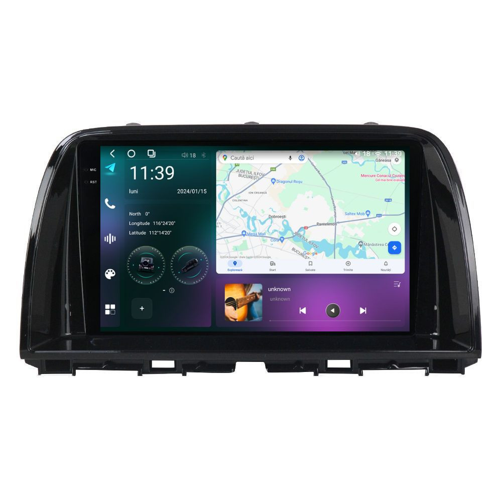 Navigatie dedicata cu Android Mazda CX-5 2011 - 2017, 12GB RAM, Radio GPS Dual Zone, Display 2K QLED 9.5" Touchscreen, Internet Wi-Fi si slot SIM 4G, Bluetooth, MirrorLink, USB