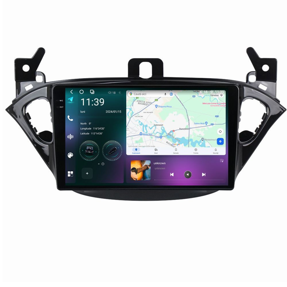 Navigatie dedicata cu Android Opel Corsa E 2014 - 2019, 12GB RAM, Radio GPS Dual Zone, Display 2K QLED 9.5" Touchscreen, Internet Wi-Fi si slot SIM 4G, Bluetooth, MirrorLink, USB