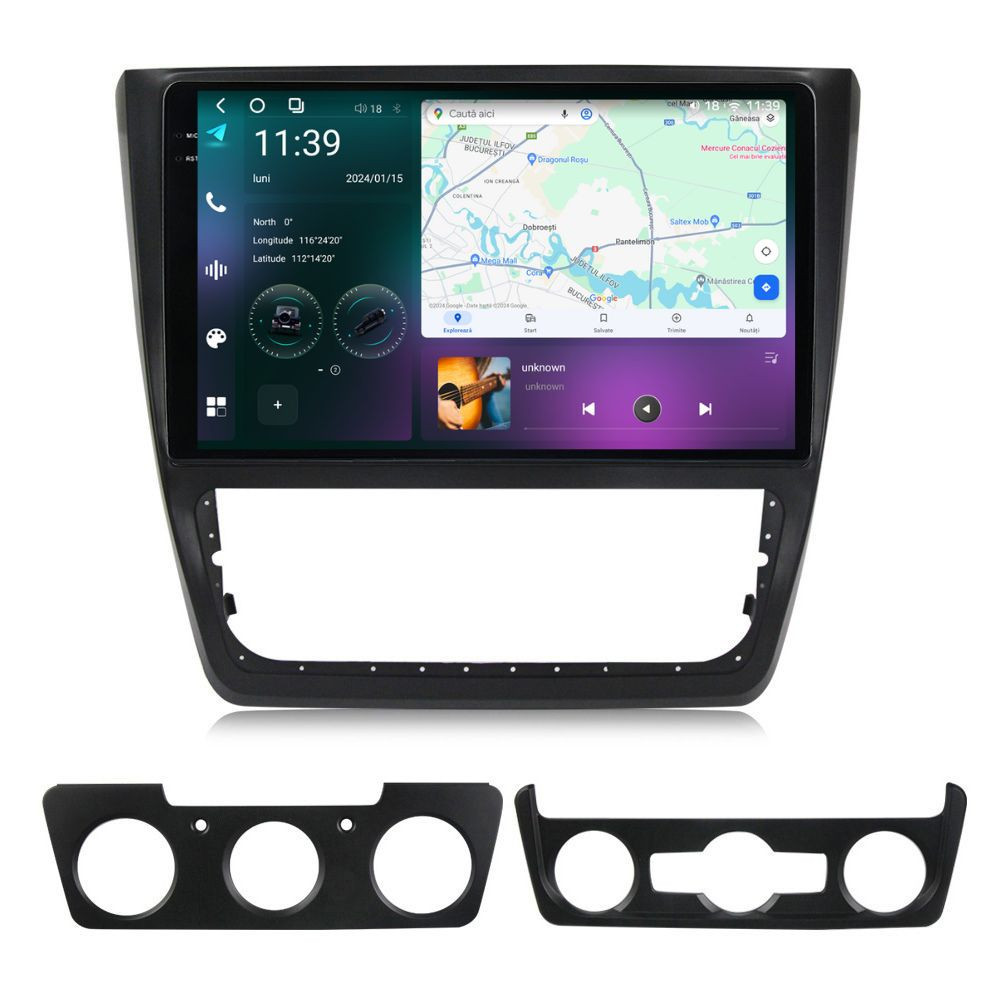 Navigatie dedicata cu Android Skoda Yeti 2009 - 2018, 12GB RAM, Radio GPS Dual Zone, Display 2K QLED 10.36" Touchscreen, Internet Wi-Fi si slot SIM 4G, Bluetooth, MirrorLink, USB