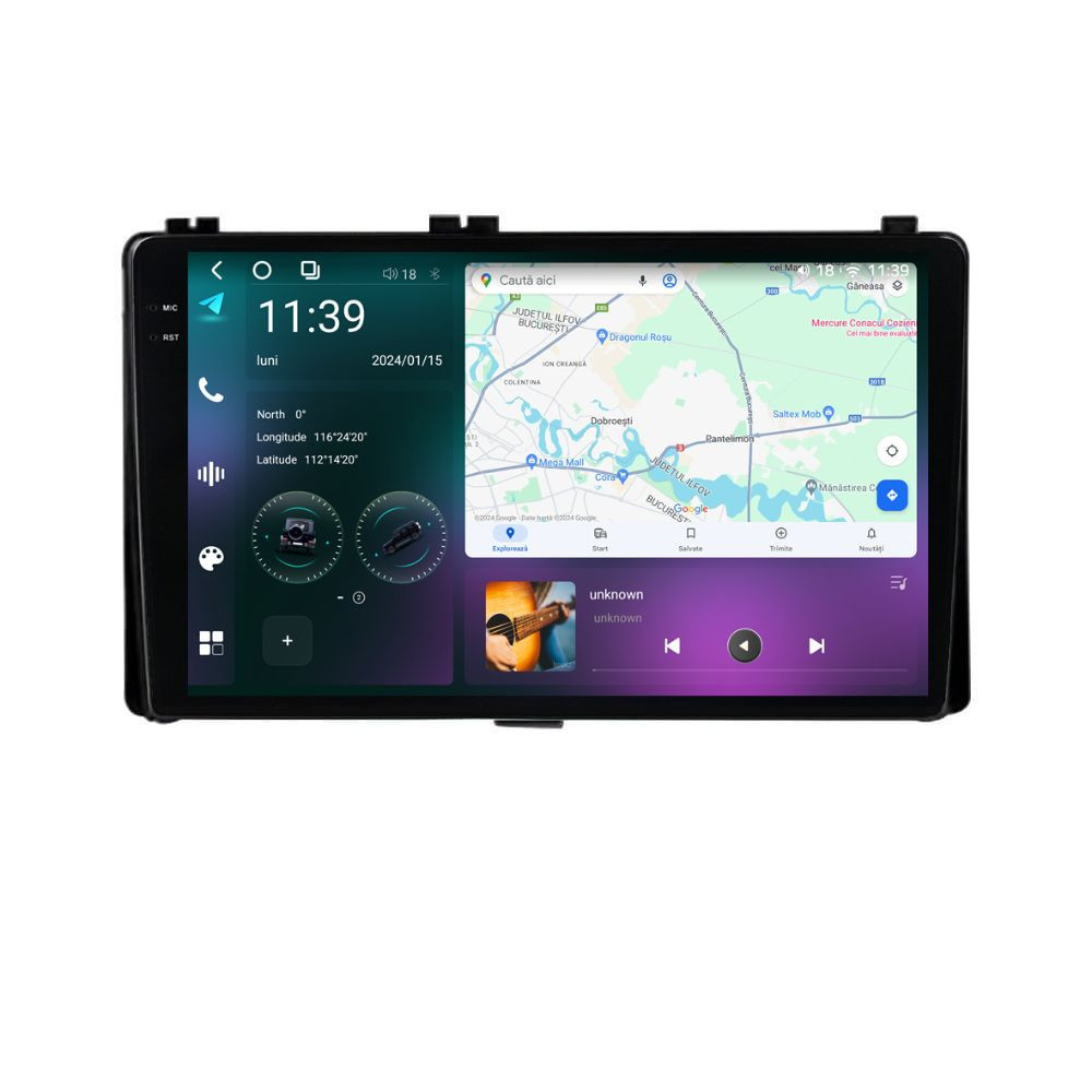 Navigatie dedicata cu Android Toyota Auris 2015 - 2019, 12GB RAM, Radio GPS Dual Zone, Display 2K QLED 9.5" Touchscreen, Internet Wi-Fi si slot SIM 4G, Bluetooth, MirrorLink, USB