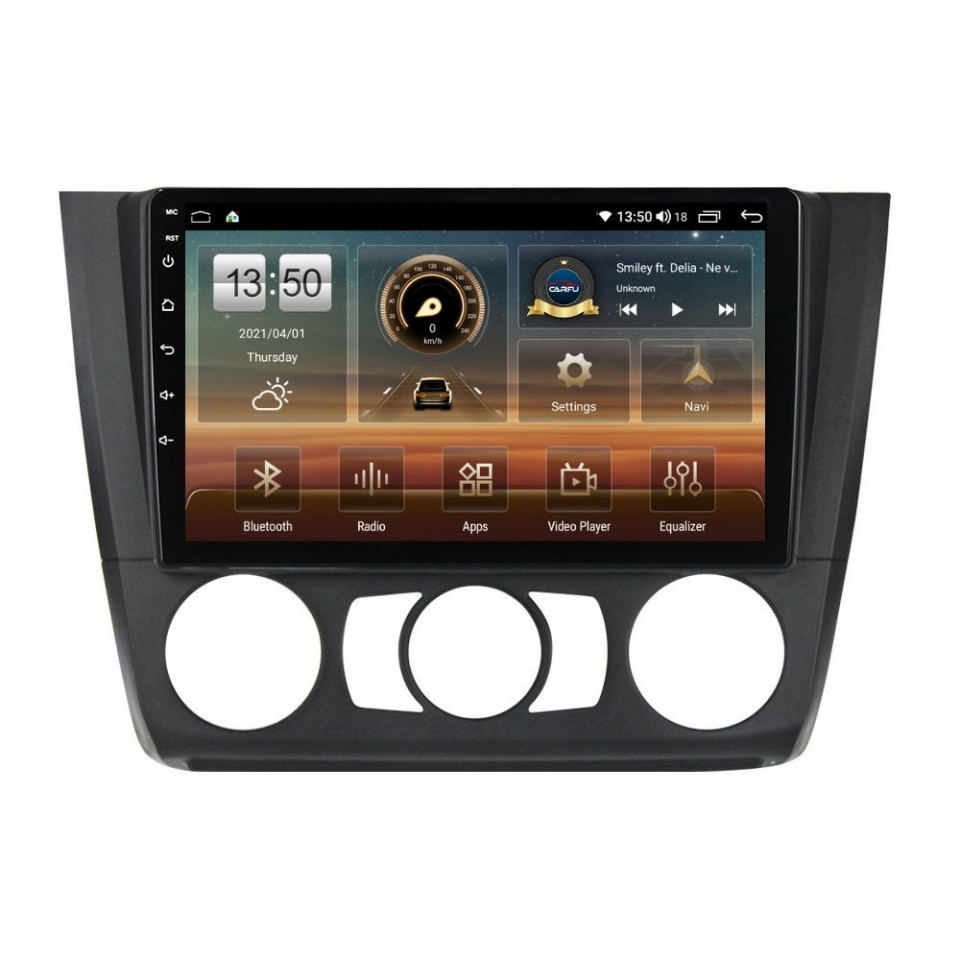 Navigatie dedicata cu Android BMW Seria 1 (E81 / E87) 2007 - 2013, clima manuala, 8GB RAM, Radio GPS Dual Zone, Display HD QLED 9" Touchscreen, Internet Wi-Fi si slot SIM 4G, Bluetooth, MirrorLink, USB