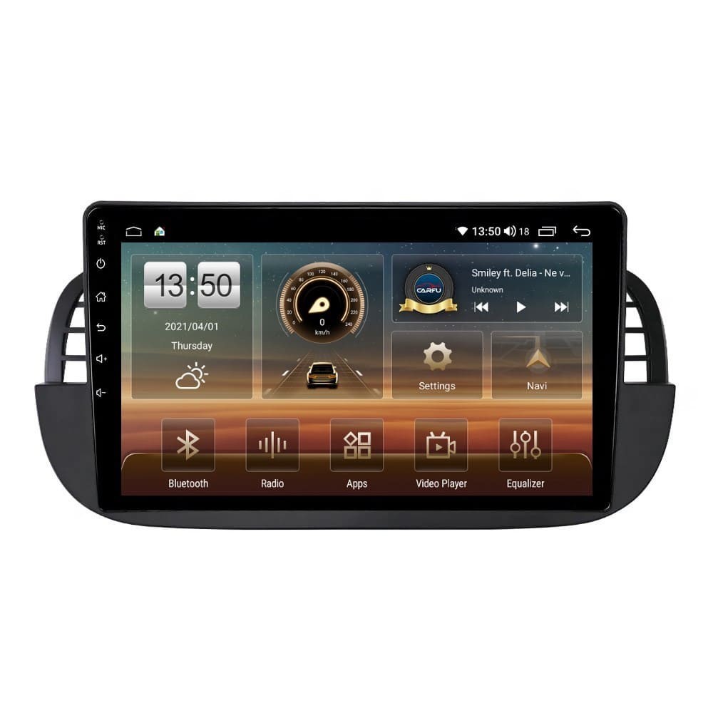 Navigatie dedicata cu Android Fiat 500 2007 - 2015, negru, 6GB RAM, Radio GPS Dual Zone, Display HD QLED 9" Touchscreen, Internet Wi-Fi si slot SIM 4G, Bluetooth, MirrorLink, USB