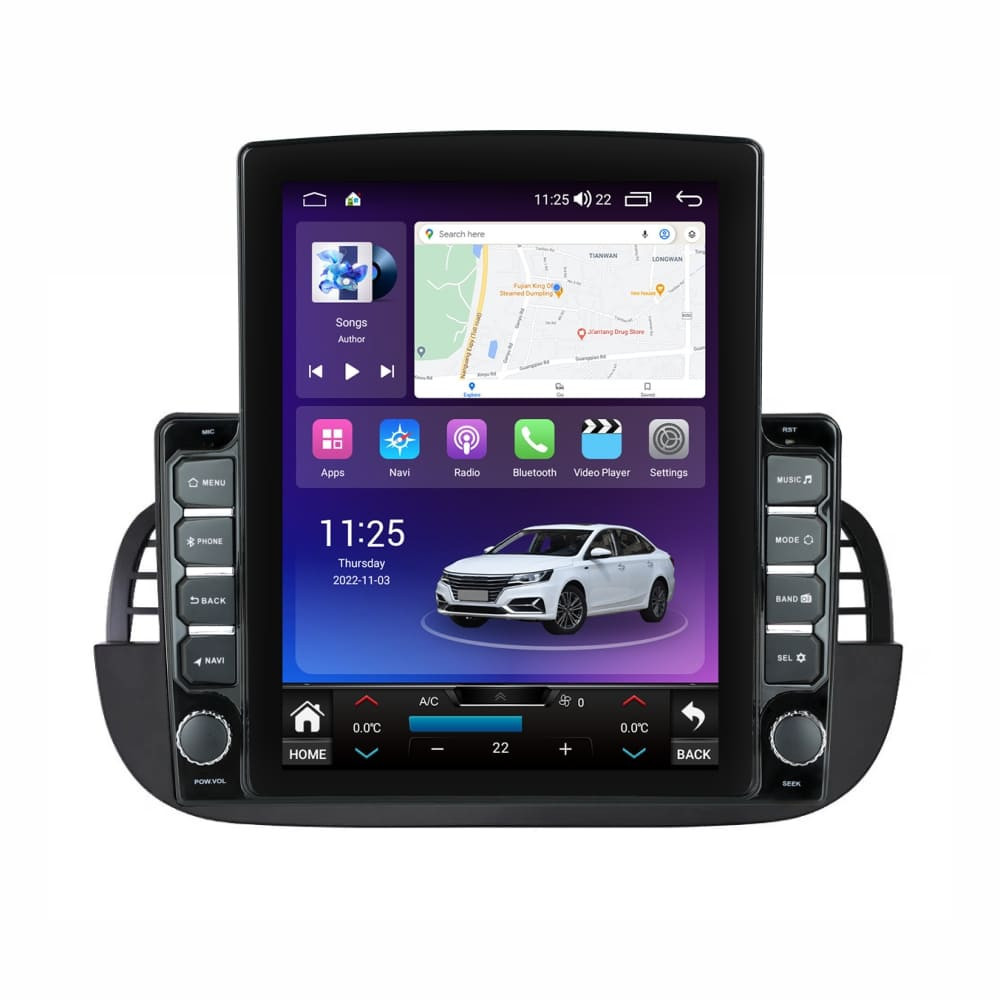 Navigatie dedicata cu Android Fiat 500 2007 - 2015, negru, 8GB RAM, Radio GPS Dual Zone, Touchscreen IPS 9.7" HD tip Tesla, Internet Wi-Fi si slot SIM 4G, Bluetooth, MirrorLink, USB