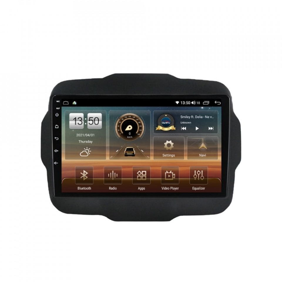 Navigatie dedicata cu Android Jeep Renegade dupa 2014, 6GB RAM, Radio GPS Dual Zone, Display HD QLED 9" Touchscreen, Internet Wi-Fi si slot SIM 4G, Bluetooth, MirrorLink, USB