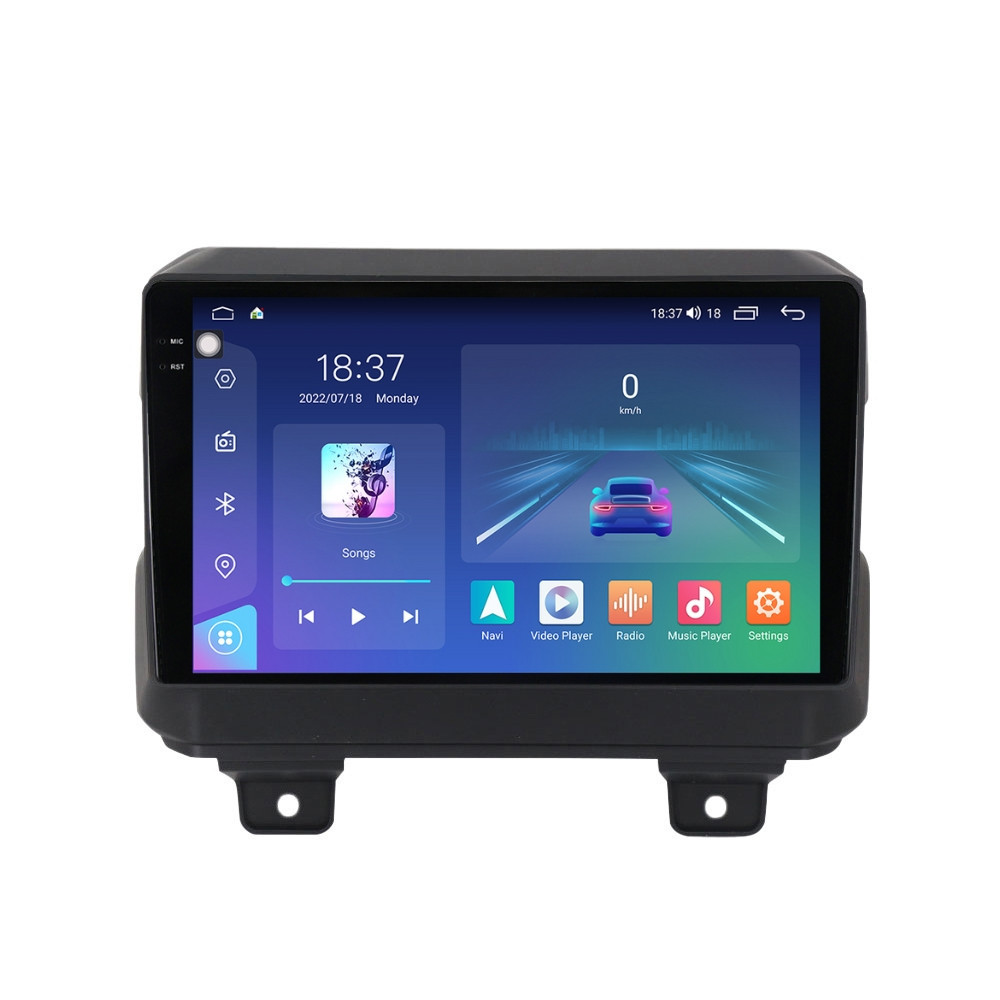 Navigatie dedicata cu Android Jeep Wrangler IV dupa 2018, 8GB RAM, Radio GPS Dual Zone, Display 2K QLED 9.5" Touchscreen, Internet Wi-Fi si slot SIM 4G, Bluetooth, MirrorLink, USB