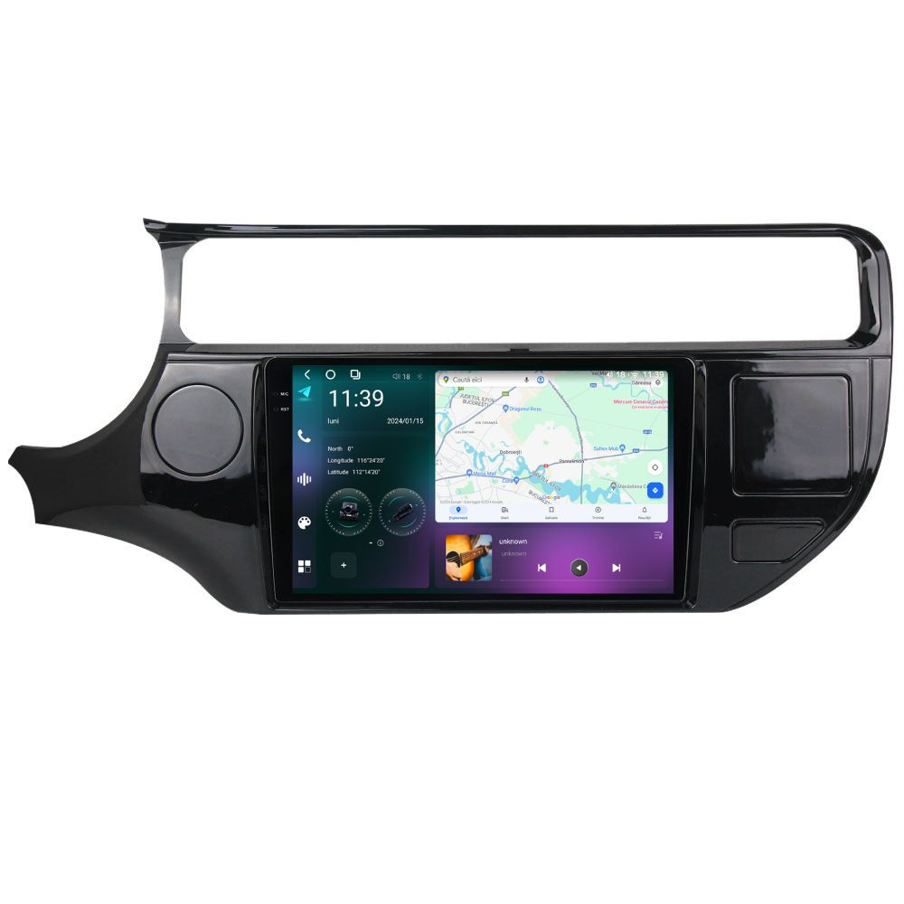 Navigatie dedicata cu Android Kia Rio III 2014 - 2017, 12GB RAM, Radio GPS Dual Zone, Display 2K QLED 9.5" Touchscreen, Internet Wi-Fi si slot SIM 4G, Bluetooth, MirrorLink, USB