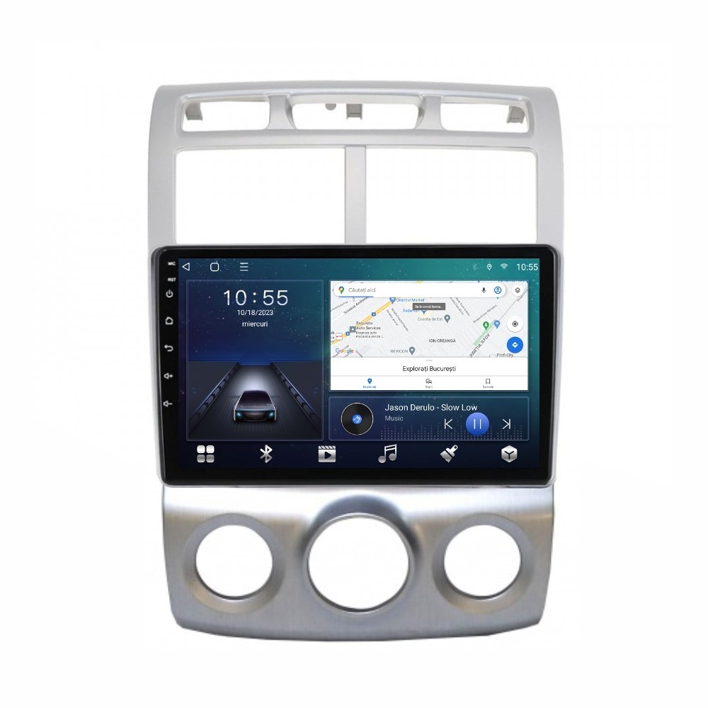Navigatie dedicata cu Android KIA Sportage 2004 - 2010 fabricata in Coreea, clima manuala, 2GB RAM, Radio GPS Dual Zone, Display HD QLED 9" Touchscreen, Internet Wi-Fi si slot SIM 4G, Blueto