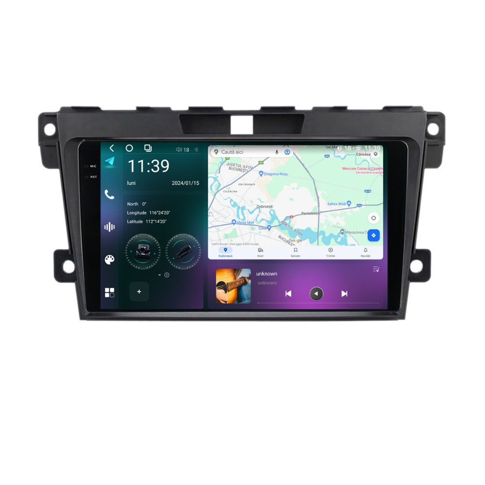 Navigatie dedicata cu Android Mazda CX-7 2006 - 2015, 12GB RAM, Radio GPS Dual Zone, Display 2K QLED 9.5" Touchscreen, Internet Wi-Fi si slot SIM 4G, Bluetooth, MirrorLink, USB