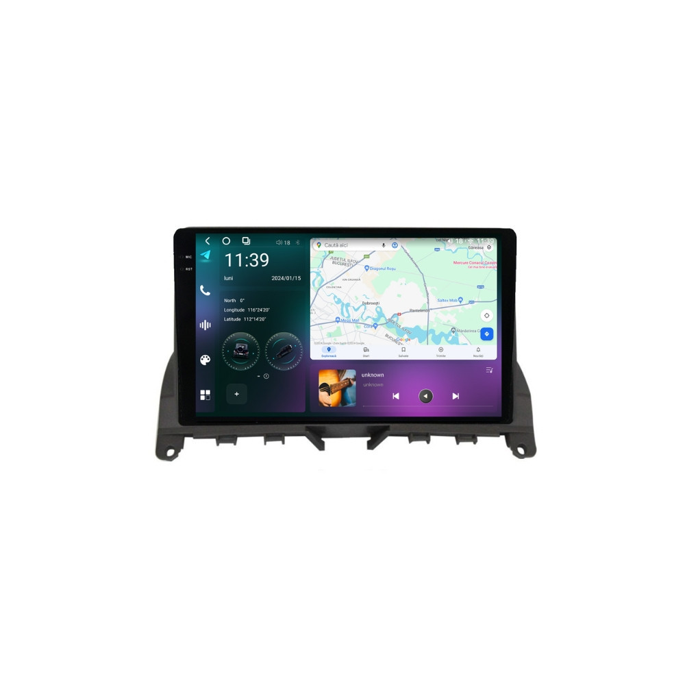 Navigatie dedicata cu Android Mercedes C-Class W204 2007 - 2011, 12GB RAM, Radio GPS Dual Zone, Display 2K QLED 9.5" Touchscreen, Internet Wi-Fi si slot SIM 4G, Bluetooth, MirrorLink, USB