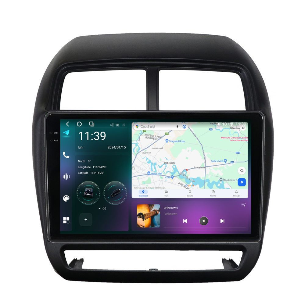 Navigatie dedicata cu Android Mitsubishi ASX 2016 - 2019, 12GB RAM, Radio GPS Dual Zone, Display 2K QLED 9.5" Touchscreen, Internet Wi-Fi si slot SIM 4G, Bluetooth, MirrorLink, USB