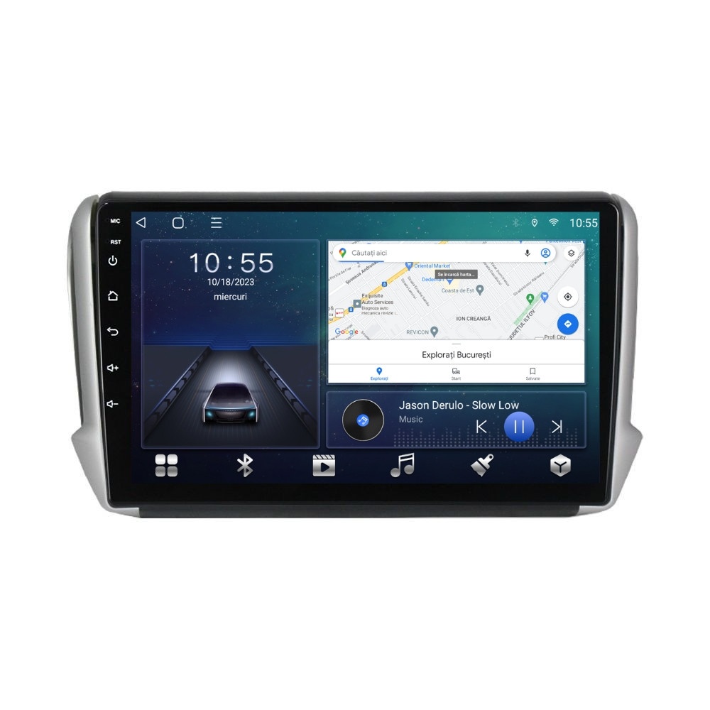 Navigatie dedicata cu Android Peugeot 2008 I 2013 - 2019, 2GB RAM, Radio GPS Dual Zone, Display HD QLED 10" Touchscreen, Internet Wi-Fi si slot SIM 4G, Bluetooth, MirrorLink, USB
