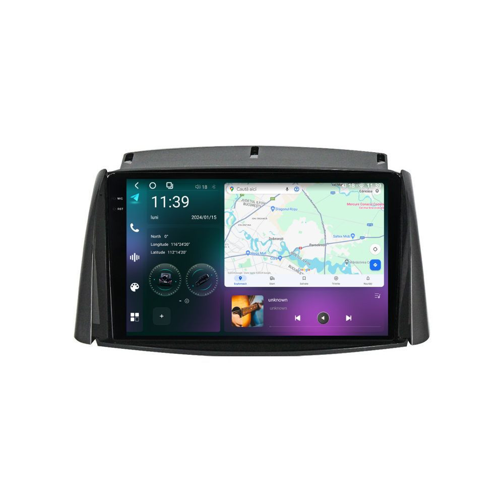 Navigatie dedicata cu Android Renault Koleos 2008 - 2016, 12GB RAM, Radio GPS Dual Zone, Display 2K QLED 9.5" Touchscreen, Internet Wi-Fi si slot SIM 4G, Bluetooth, MirrorLink, USB