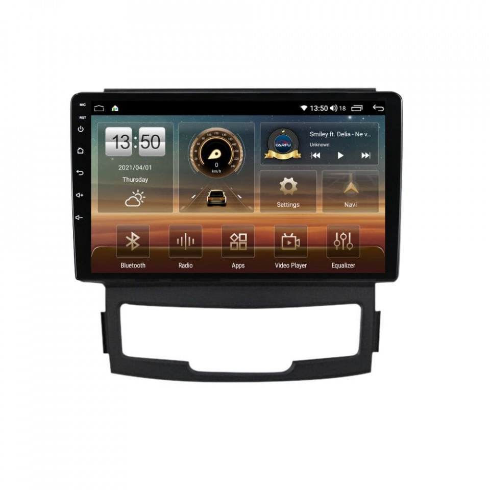 Navigatie dedicata cu Android Ssangyong Korando 2010 - 2013, 8GB RAM, Radio GPS Dual Zone, Display HD QLED 9" Touchscreen, Internet Wi-Fi si slot SIM 4G, Bluetooth, MirrorLink, USB
