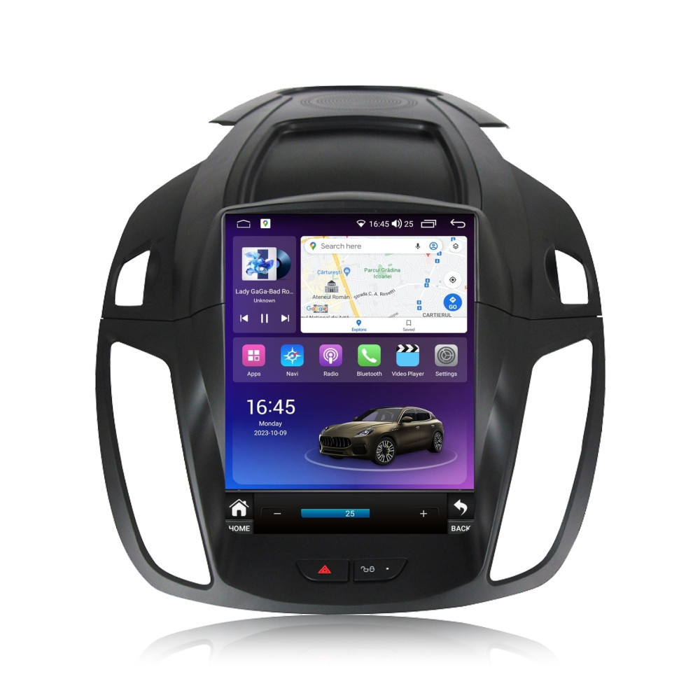 Navigatie dedicata cu Android tip tesla Ford Kuga II 2012 - 2019, 8GB RAM, Radio GPS Dual Zone, Touchscreen IPS 9.7" HD, Internet Wi-Fi si slot SIM 4G, Bluetooth, MirrorLink, USB