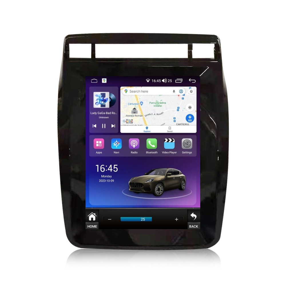 Navigatie dedicata cu Android tip tesla VW Touareg 7P 2010 - 2018, 8GB RAM, Radio GPS Dual Zone, Touchscreen IPS 9.7" HD, Internet Wi-Fi si slot SIM 4G, Bluetooth, MirrorLink, USB