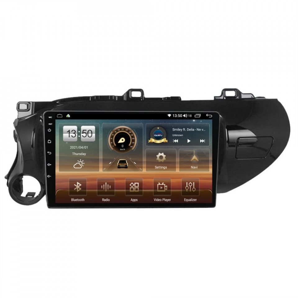 Navigatie dedicata cu Android Toyota Hilux VIII dupa 2015, 8GB RAM, Radio GPS Dual Zone, Display HD QLED 10" Touchscreen, Internet Wi-Fi si slot SIM 4G, Bluetooth, MirrorLink, USB