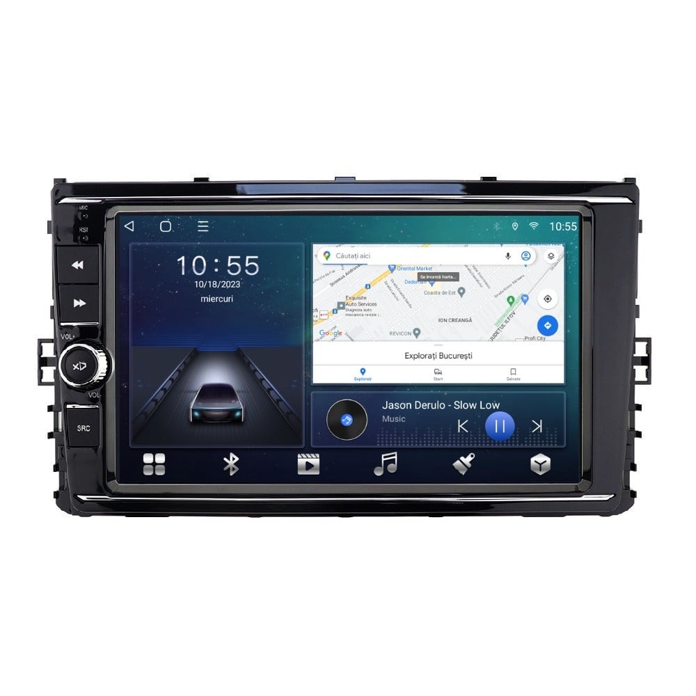 Navigatie dedicata cu Android VW T-Cross dupa 2018, 2GB RAM, Radio GPS Dual Zone, Display HD QLED 9'' Touchscreen, Internet Wi-Fi si slot SIM 4G, Bluetooth, MirrorLink, USB