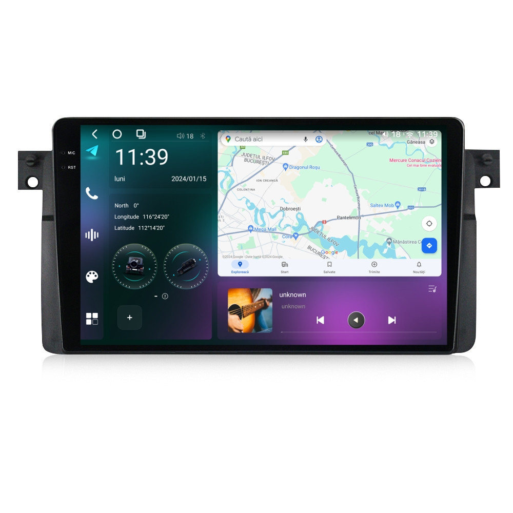 Navigatie dedicata cu Android BMW Seria 3 (E46) 1997 - 2005, 12GB RAM, Radio GPS Dual Zone, Display 2K QLED 9.5" Touchscreen, Internet Wi-Fi si slot SIM 4G, Bluetooth, MirrorLink, USB