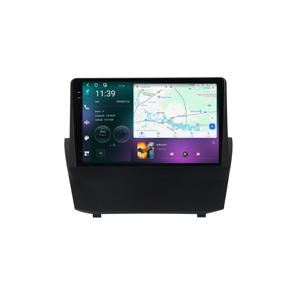 Navigatie dedicata cu Android Ford Fiesta VI 2008 - 2019, 12GB RAM, Radio GPS Dual Zone, Display 2K QLED 9.5" Touchscreen, Internet Wi-Fi si slot SIM 4G, Bluetooth, MirrorLink, USB