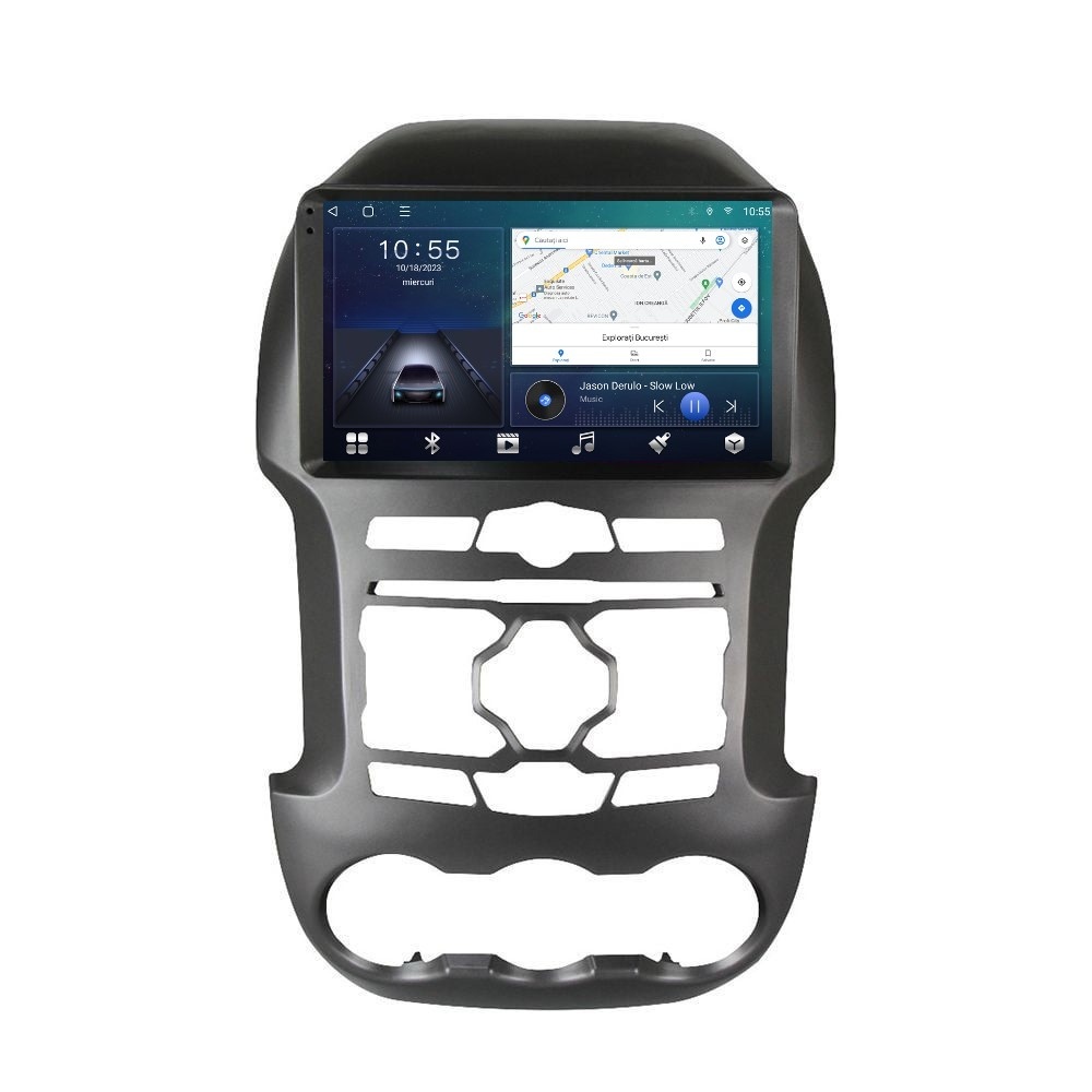 Navigatie dedicata cu Android Ford Ranger 2011 - 2015, 2GB RAM, Radio GPS Dual Zone, Display HD QLED 9" Touchscreen, Internet Wi-Fi si slot SIM 4G, Bluetooth, MirrorLink, USB