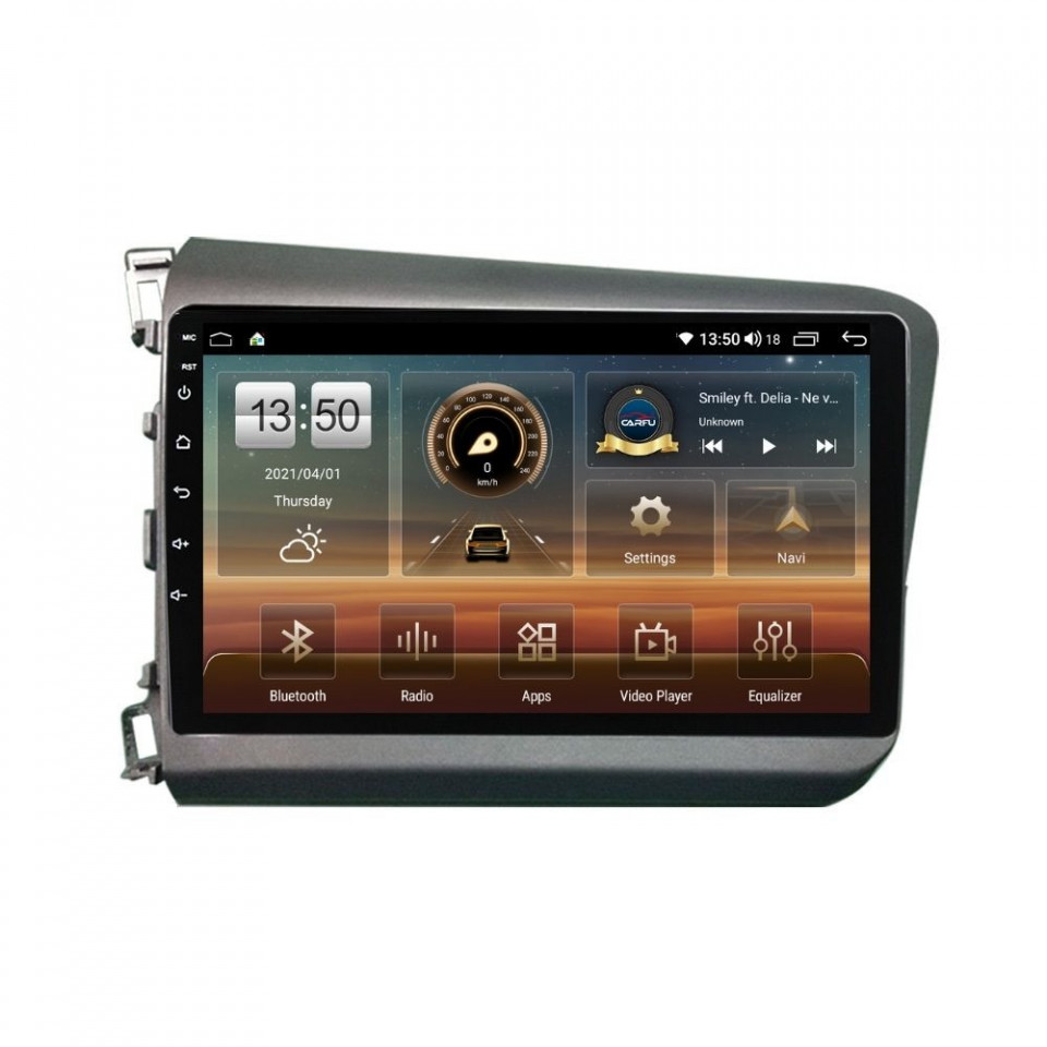 Navigatie dedicata cu Android Honda Civic IX Sedan 2011 - 2015, 8GB RAM, Radio GPS Dual Zone, Display HD QLED 9" Touchscreen, Internet Wi-Fi si slot SIM 4G, Bluetooth, MirrorLink, USB