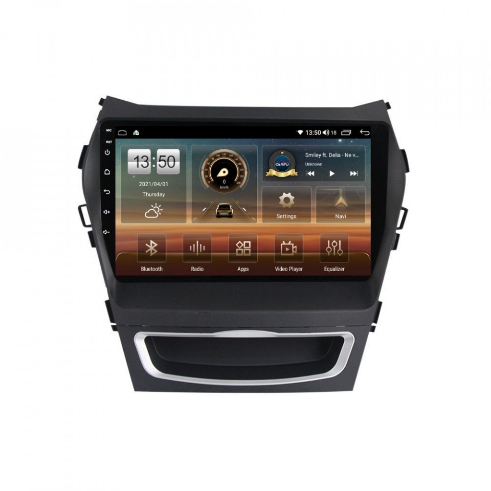 Navigatie dedicata cu Android Hyundai Santa Fe III / Grand Santa Fe 2012 - 2018, 8GB RAM, Radio GPS Dual Zone, Display HD QLED 9" Touchscreen, Internet Wi-Fi si slot SIM 4G, Bluetooth, MirrorLink, USB
