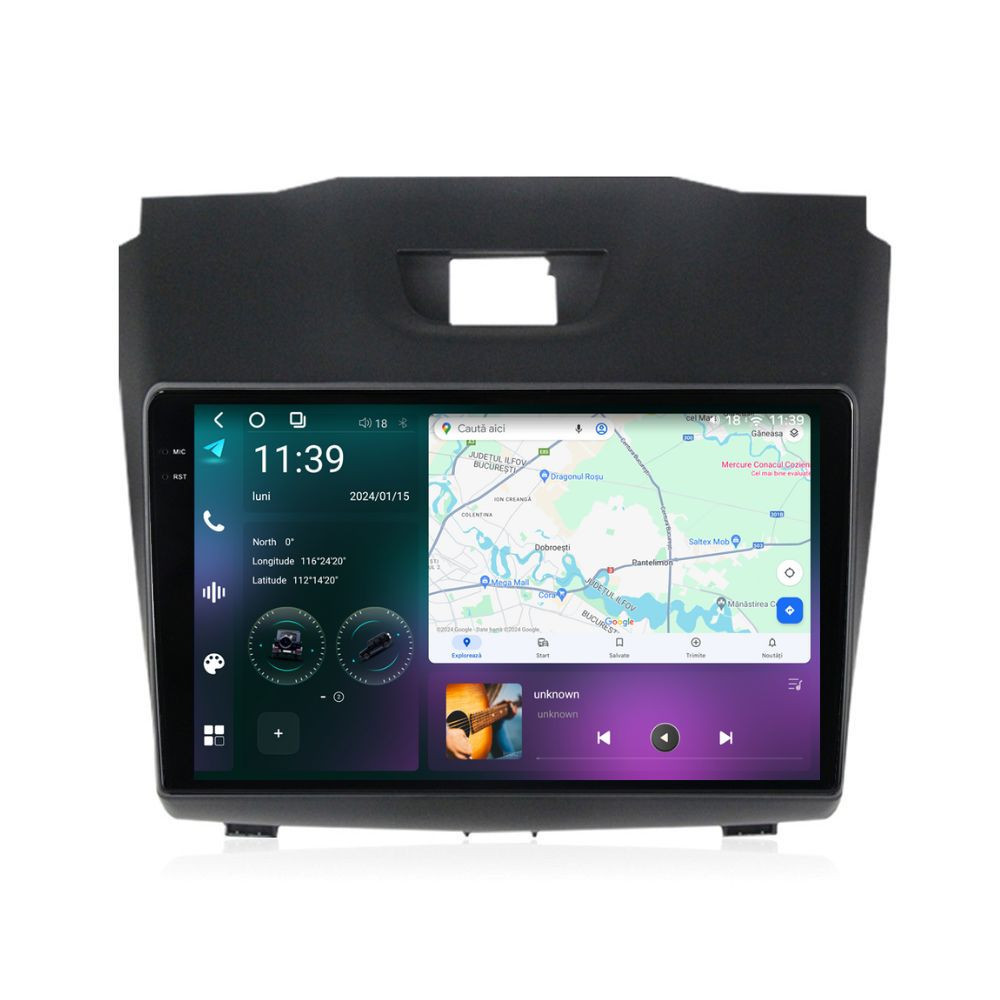 Navigatie dedicata cu Android Isuzu D-Max II 2012 - 2020, 12GB RAM, Radio GPS Dual Zone, Display 2K QLED 9.5" Touchscreen, Internet Wi-Fi si slot SIM 4G, Bluetooth, MirrorLink, USB