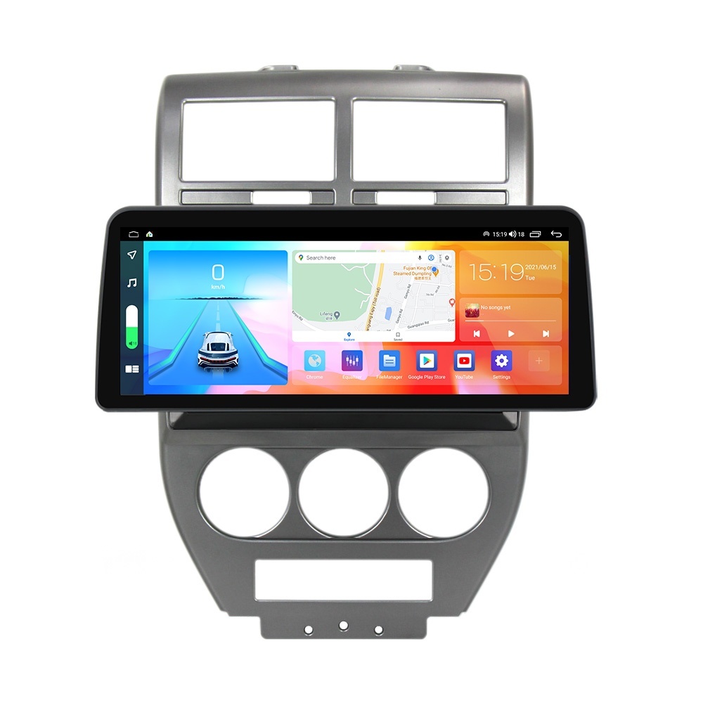 Navigatie dedicata cu Android Jeep Compass I 2006 - 2010, 4GB RAM, Radio GPS Dual Zone, Display QLED 12.3" Touchscreen, Internet Wi-Fi si slot SIM 4G, Bluetooth, MirrorLink, USB