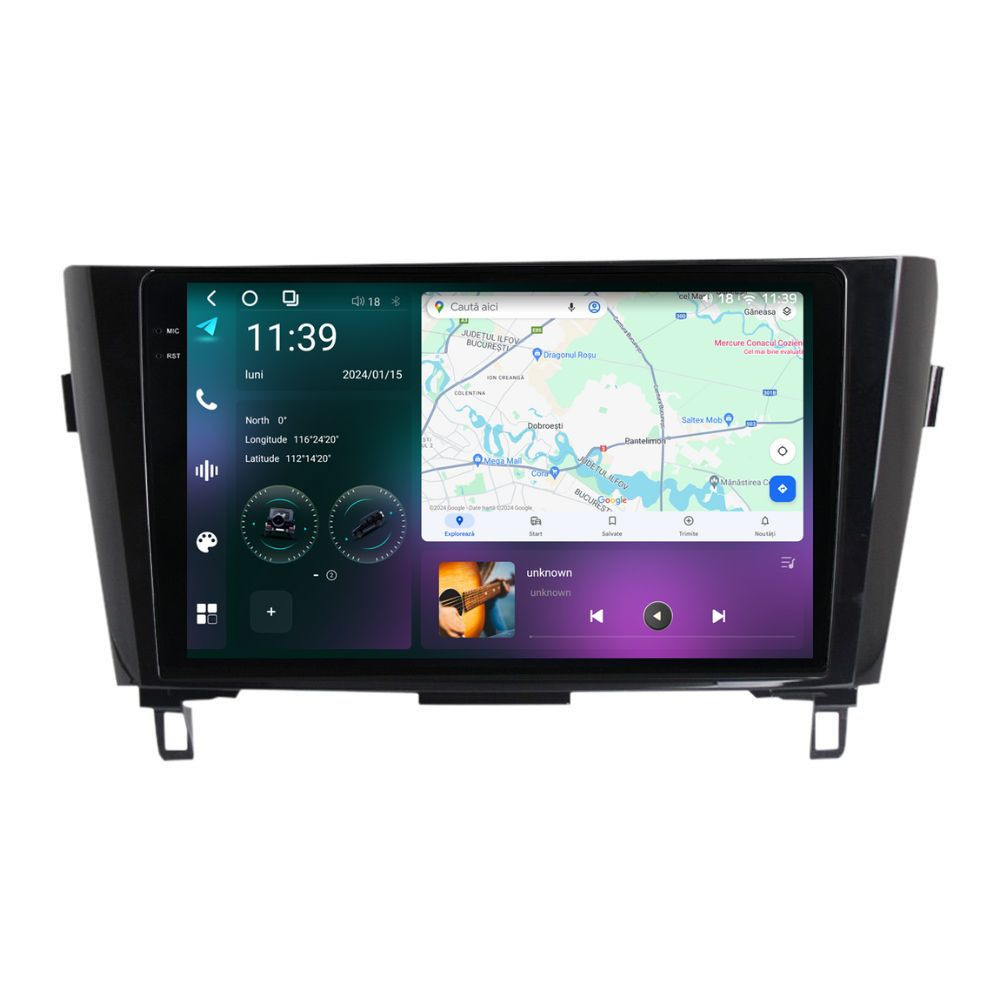Navigatie dedicata cu Android Nissan Qashqai II 2014 - 2021, 12GB RAM, Radio GPS Dual Zone, Display 2K QLED 10.36" Touchscreen, Internet Wi-Fi si slot SIM 4G, Bluetooth, MirrorLink, USB