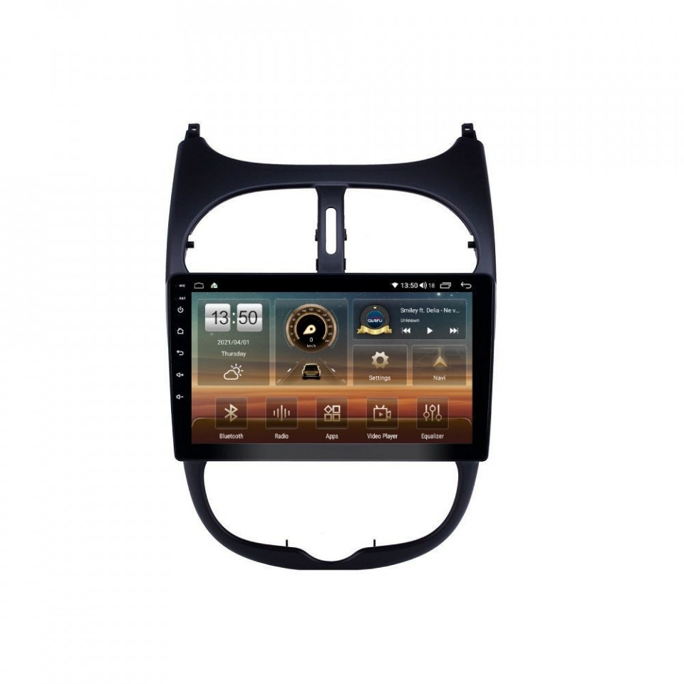Navigatie dedicata cu Android Peugeot 206 1998 - 2009, 8GB RAM, Radio GPS Dual Zone, Display HD QLED 9" Touchscreen, Internet Wi-Fi si slot SIM 4G, Bluetooth, MirrorLink, USB