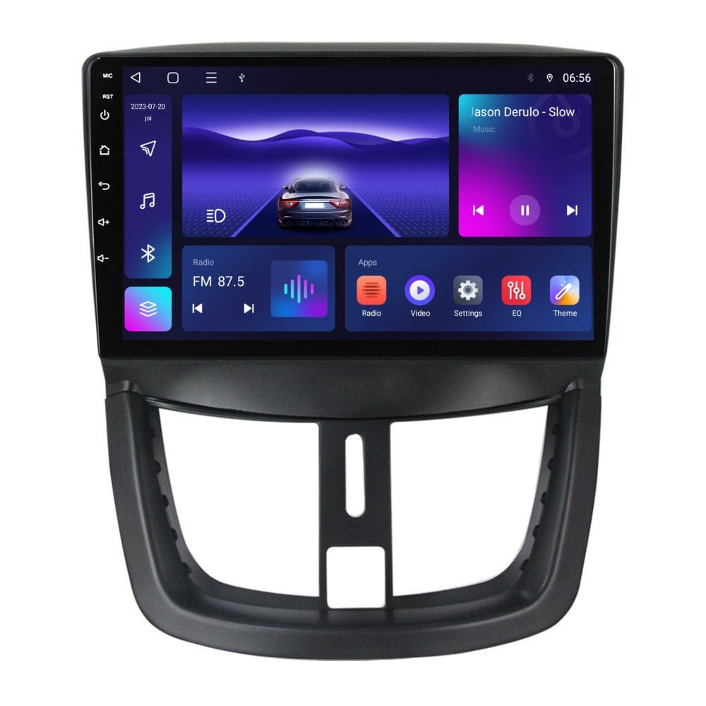 Navigatie dedicata cu Android Peugeot 207 2006 - 2015, 3GB RAM, Radio GPS Dual Zone, Display HD QLED 9" Touchscreen, Internet Wi-Fi si slot SIM 4G, Bluetooth, MirrorLink, USB