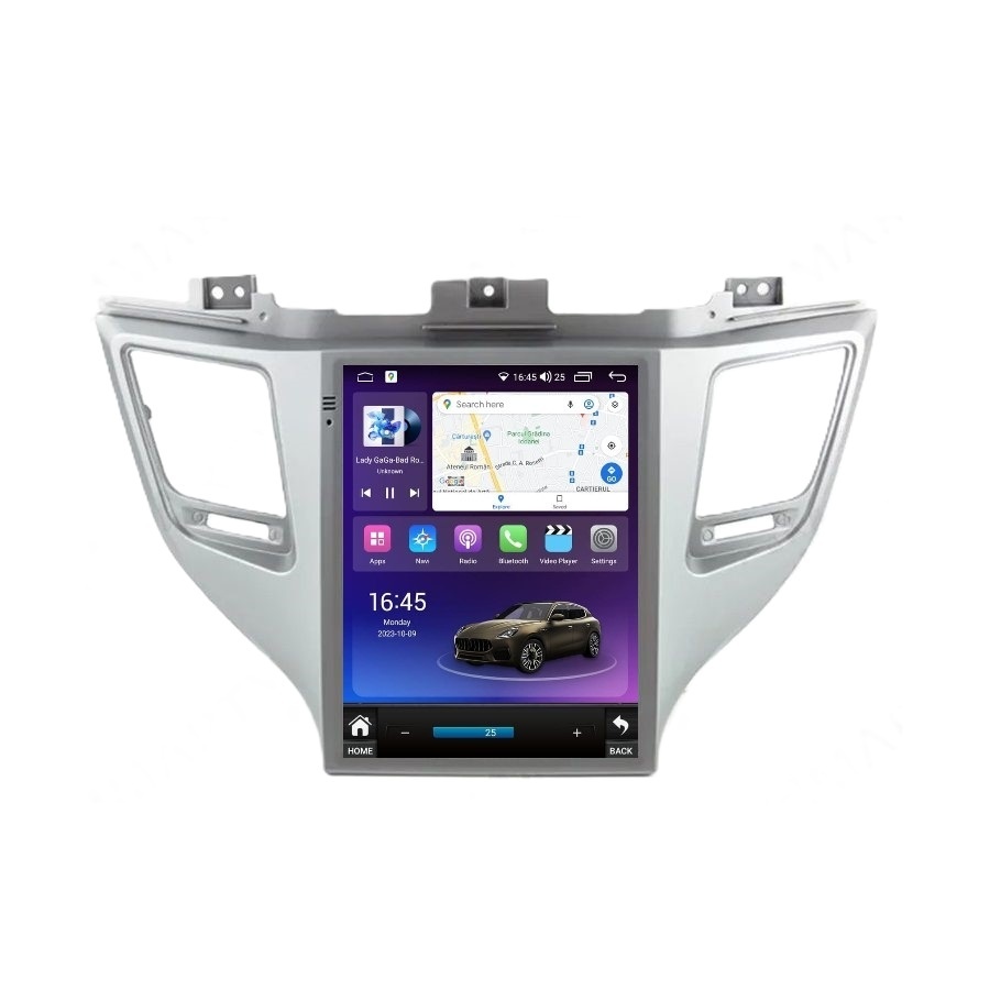 Navigatie dedicata cu Android tip tesla Hyundai Tucson 2015 - 2018, 4GB RAM, Radio GPS Dual Zone, Touchscreen IPS 9.7" HD, Internet Wi-Fi si slot SIM 4G, Bluetooth, MirrorLink, USB