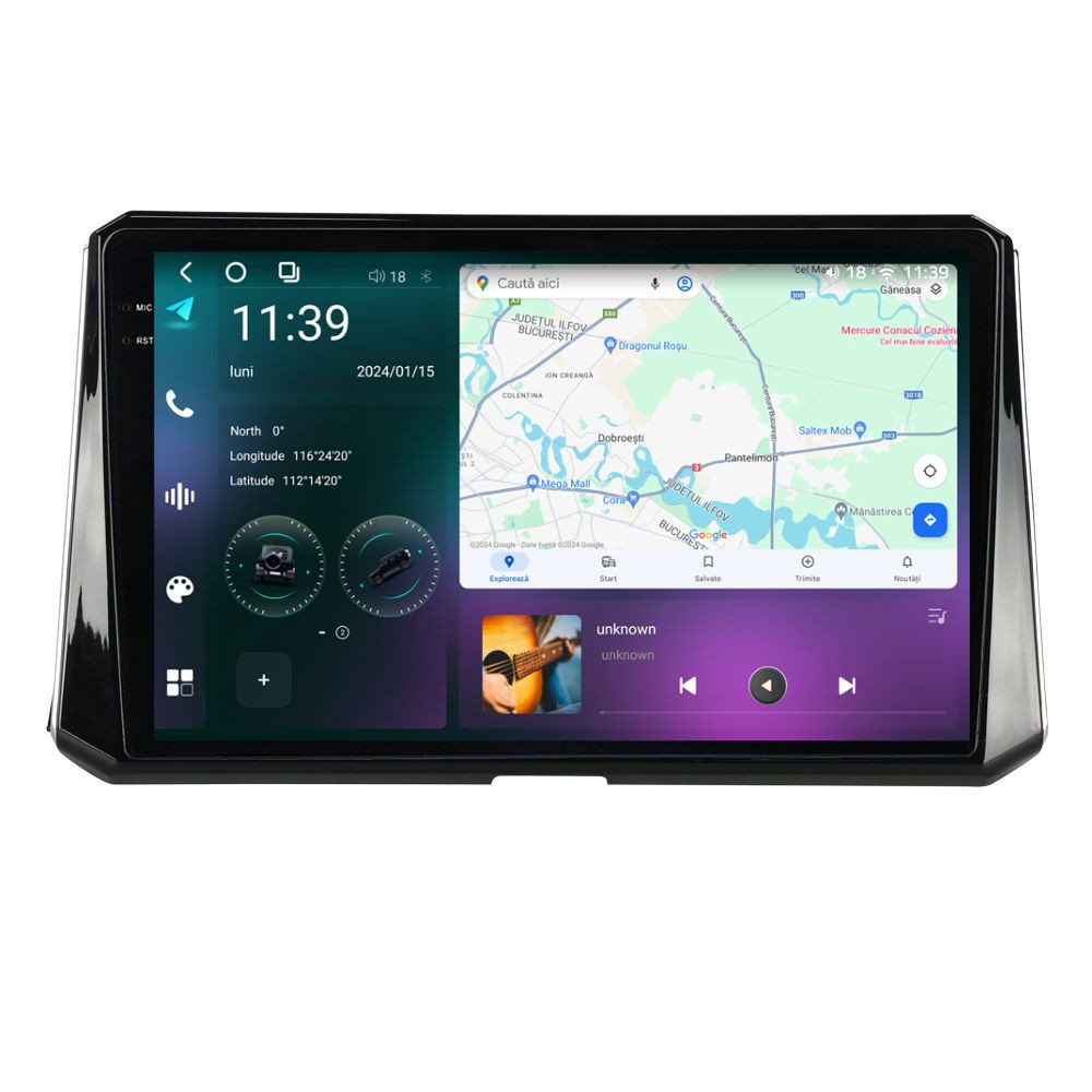 Navigatie dedicata cu Android Toyota Corolla E21 dupa 2019, 12GB RAM, Radio GPS Dual Zone, Display 2K QLED 10.36" Touchscreen, Internet Wi-Fi si slot SIM 4G, Bluetooth, MirrorLink, USB
