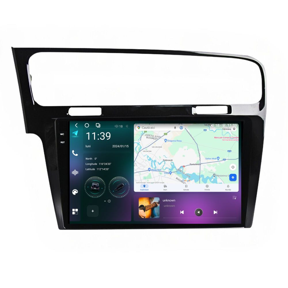 Navigatie dedicata cu Android VW Golf VII 2012 - 2019, negru, 12GB RAM, Radio GPS Dual Zone, Display 2K QLED 10.36" Touchscreen, Internet Wi-Fi si slot SIM 4G, Bluetooth, MirrorLink, USB