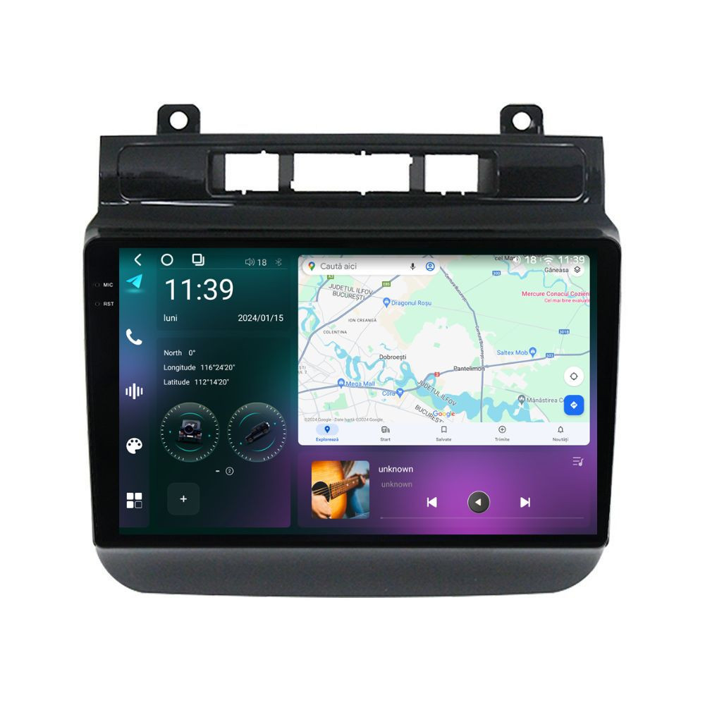 Navigatie dedicata cu Android VW Touareg 7P 2010 - 2018, 12GB RAM, Radio GPS Dual Zone, Display 2K QLED 9.5" Touchscreen, Internet Wi-Fi si slot SIM 4G, Bluetooth, MirrorLink, USB