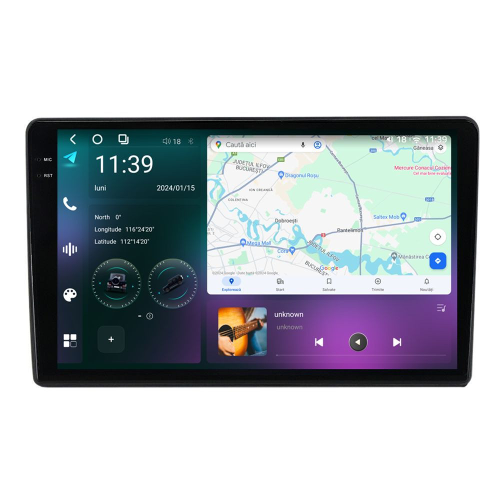 Navigatie dedicata cu Android VW Touran 2010 - 2015, 12GB RAM, Radio GPS Dual Zone, Display 2K QLED 10.36'' Touchscreen, Internet Wi-Fi si slot SIM 4G, Bluetooth, MirrorLink, USB