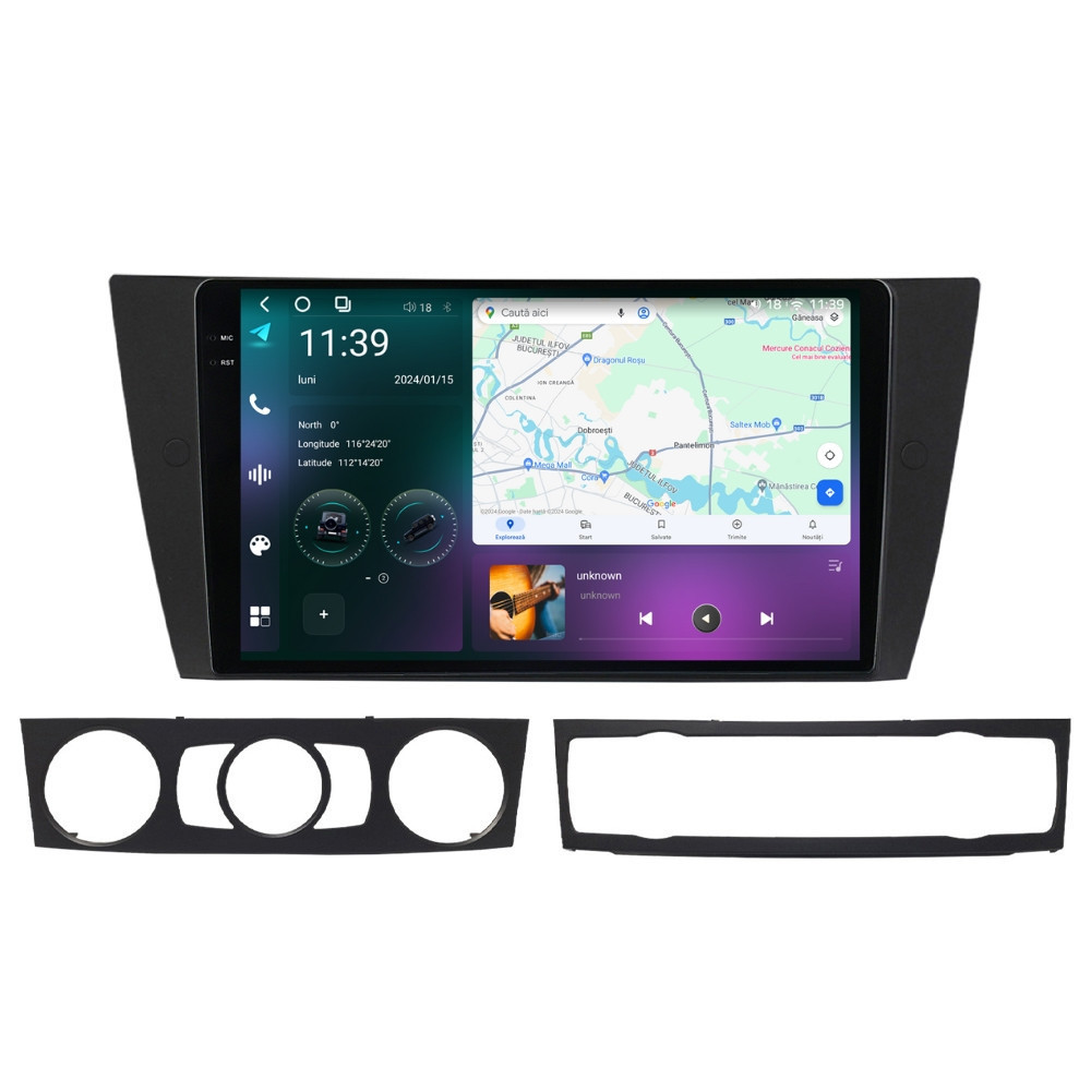 Navigatie dedicata cu Android BMW Seria 3 (E90) 2004 - 2013, 12GB RAM, Radio GPS Dual Zone, Display 2K QLED 9.5" Touchscreen, Internet Wi-Fi si slot SIM 4G, Bluetooth, MirrorLink, USB