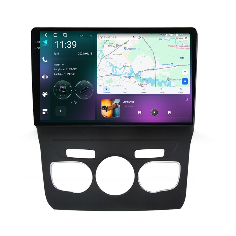 Navigatie dedicata cu Android Citroen C4 II 2009 - 2018, clima automata, 12GB RAM, Radio GPS Dual Zone, Display 2K QLED 10.36" Touchscreen, Internet Wi-Fi si slot SIM 4G, Bluetooth, MirrorLink, USB