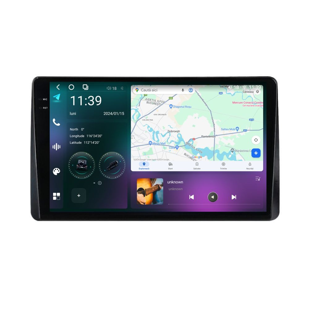 Navigatie dedicata cu Android Dacia Duster II 2018 - 2022, 12GB RAM, Radio GPS Dual Zone, Display 2K QLED 10.36" Touchscreen, Internet Wi-Fi si slot SIM 4G, Bluetooth, MirrorLink, USB