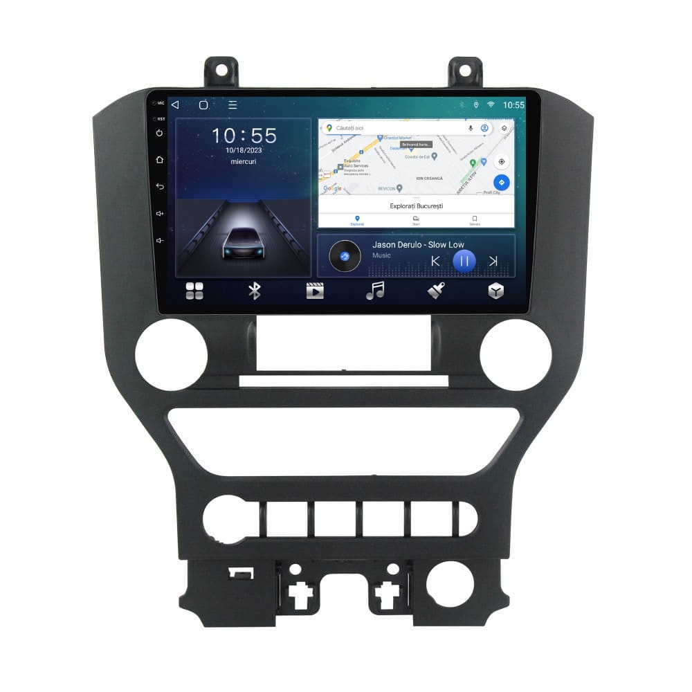 Navigatie dedicata cu Android Ford Mustang 2014 - 2021 cu navigatie originala, 2GB RAM, Radio GPS Dual Zone, Display HD QLED 9" Touchscreen, Internet Wi-Fi si slot SIM 4G, Bluetooth, MirrorLink, USB
