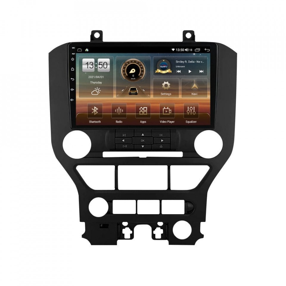 Navigatie dedicata cu Android Ford Mustang 2014 - 2021 fara navigatie originala, 6GB RAM, Radio GPS Dual Zone, Display HD QLED 9" Touchscreen, Internet Wi-Fi si slot SIM 4G, Bluetooth, MirrorLink, USB
