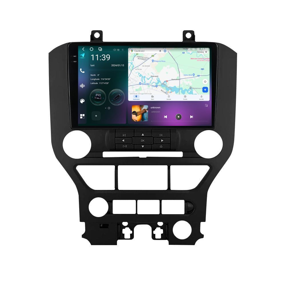 Navigatie dedicata cu Android Ford Mustang 2014 - 2021 fara navigatie originala, 12GB RAM, Radio GPS Dual Zone, Display 2K QLED 9.5" Touchscreen, Internet Wi-Fi si slot SIM 4G, Bluetooth, MirrorLink, USB