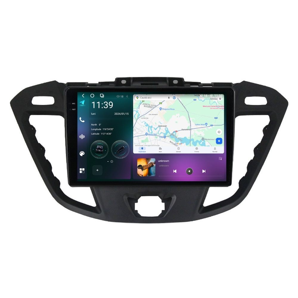 Navigatie dedicata cu Android Ford Transit / Tourneo Custom 2012 - 2018, 12GB RAM, Radio GPS Dual Zone, Display 2K QLED 9.5" Touchscreen, Internet Wi-Fi si slot SIM 4G, Bluetooth, MirrorLink, USB