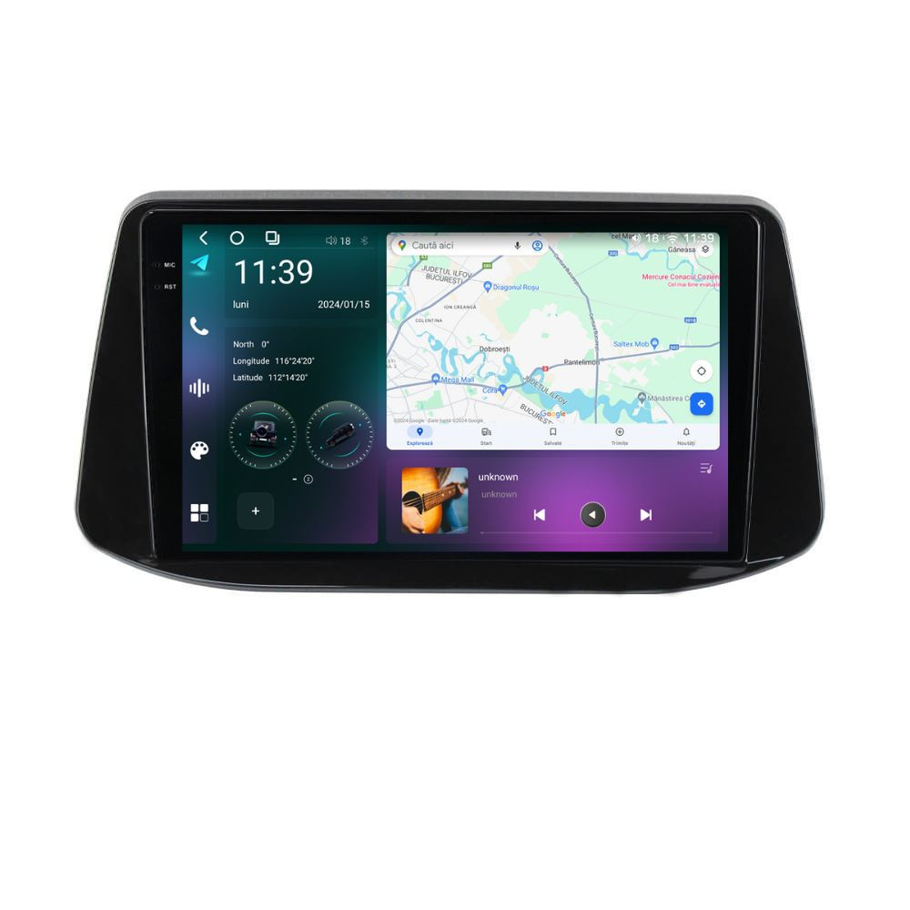 Navigatie dedicata cu Android Hyundai i30 dupa 2017, 12GB RAM, Radio GPS Dual Zone, Display 2K QLED 9.5" Touchscreen, Internet Wi-Fi si slot SIM 4G, Bluetooth, MirrorLink, USB