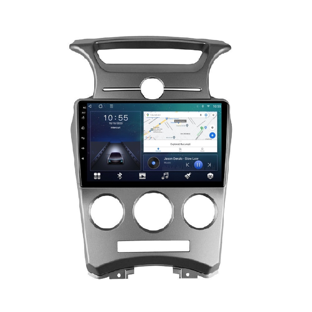 Navigatie dedicata cu Android KIA Carens III 2006 - 2013, clima manuala, 2GB RAM, Radio GPS Dual Zone, Display HD QLED 9" Touchscreen, Internet Wi-Fi si slot SIM 4G, Bluetooth, MirrorLink, USB